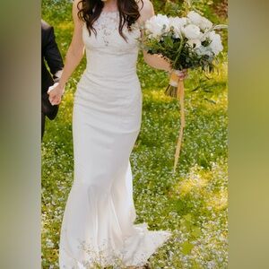 Modern Sheath Wedding Dress with Lace